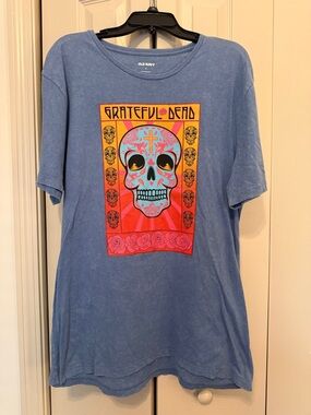 Blue Grateful Dead Skull Graphic Tee